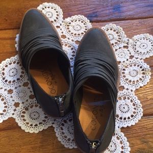 Distressed black strappy ankle boots